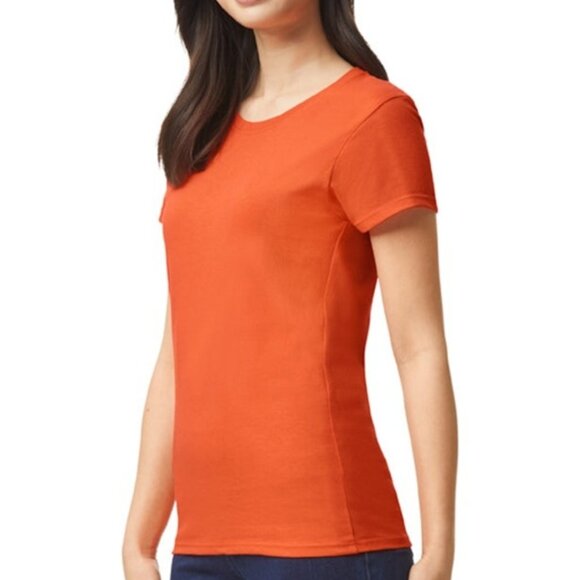 (5/$25‎ SALE ✅) GILDAN womens Cap Sleeve Small Orange Cotton T-Shirt - Picture 8 of 8